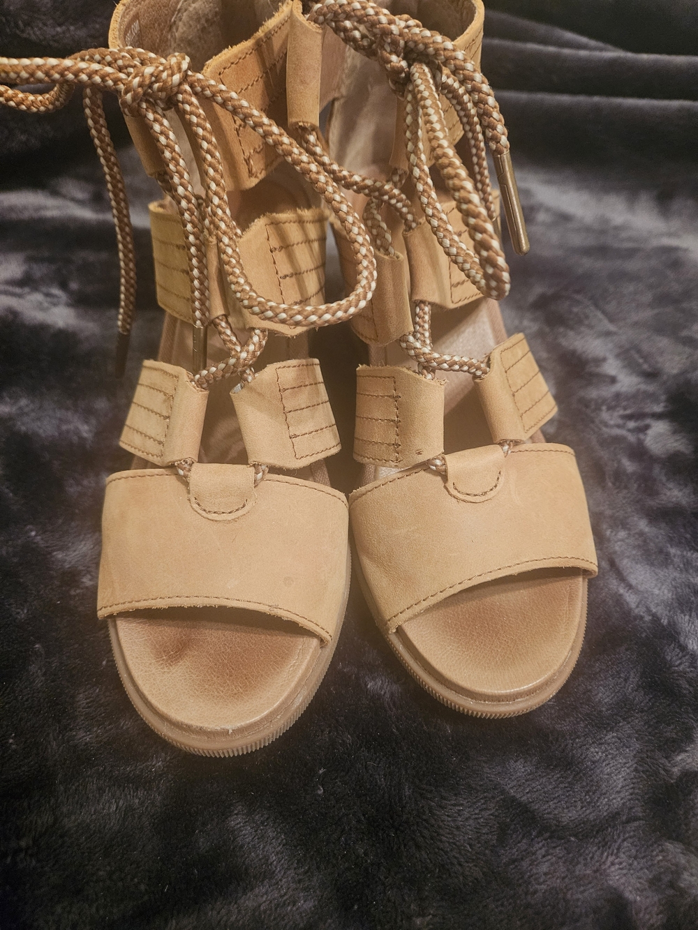 Sorel Tan Lace-Up Women’s Boots with Braided Laces